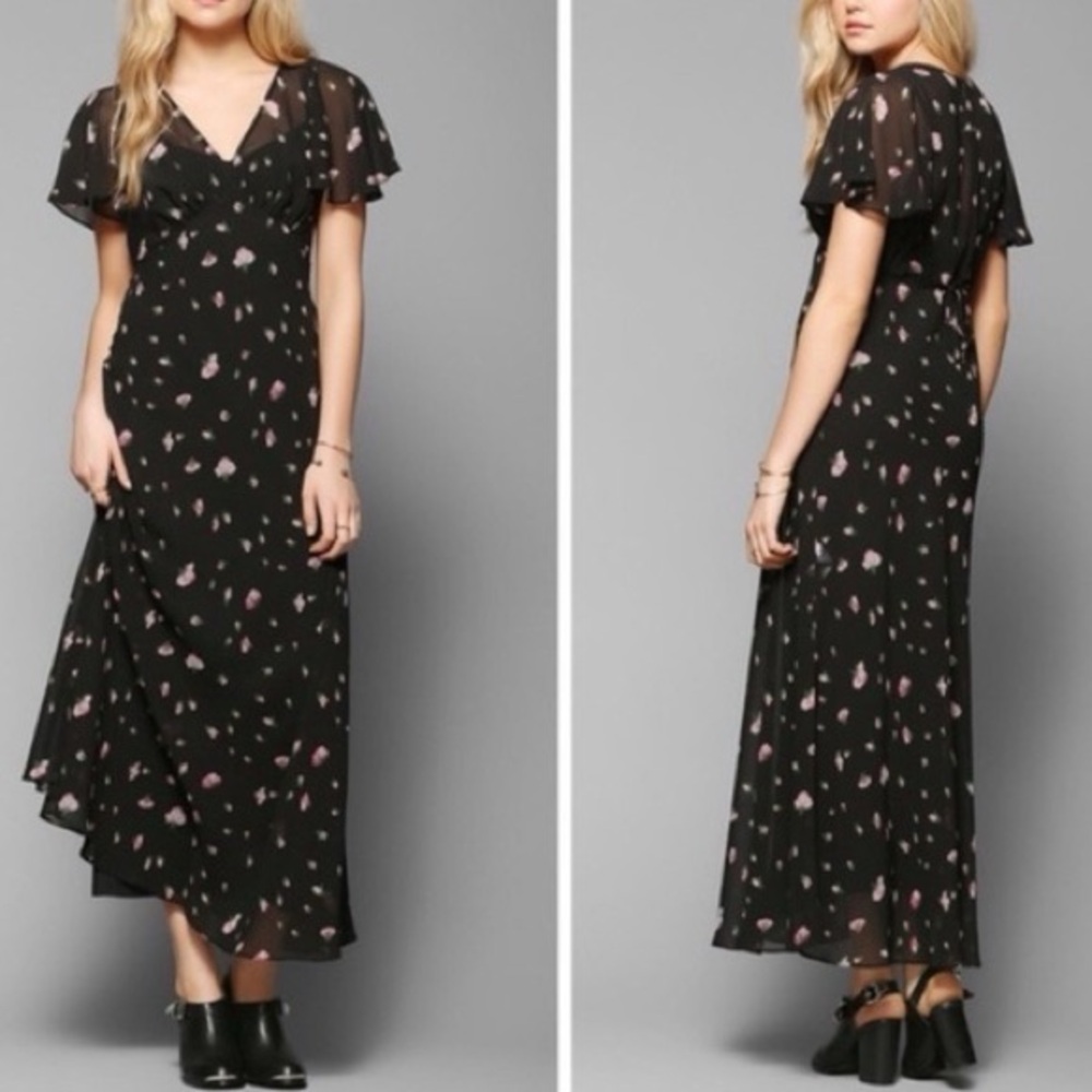 Betsey Johnson Urban Outfitters Whimsigoth Sheer Floral Babydoll Maxi Dress S
